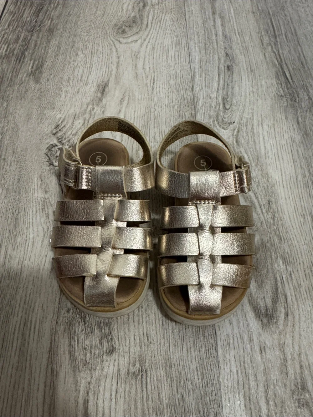 Cat & Jack Metallic Rose Gold Woven Fisherman Sandals - Girls